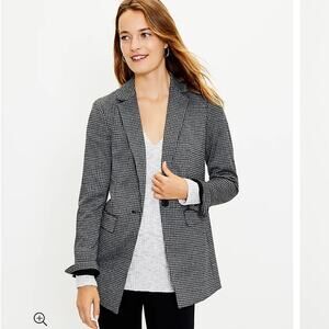 LOFT Houndstooth Boyfriend Blazer - Size 0
